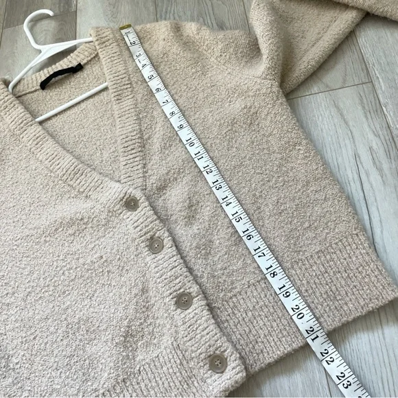 Jenni Kayne Merino Wool Boucle Boyfriend Cardigan Sweater Beige (Small) preppy - Picture 6 of 8